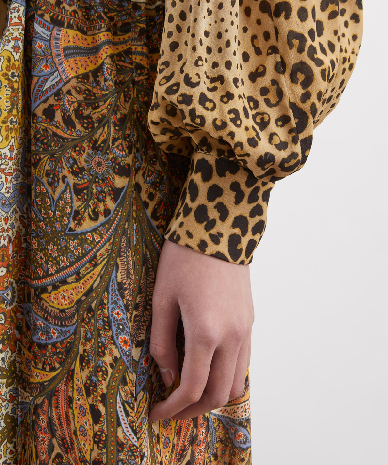 Leopard-Paisley Midi Shirt Dress 5