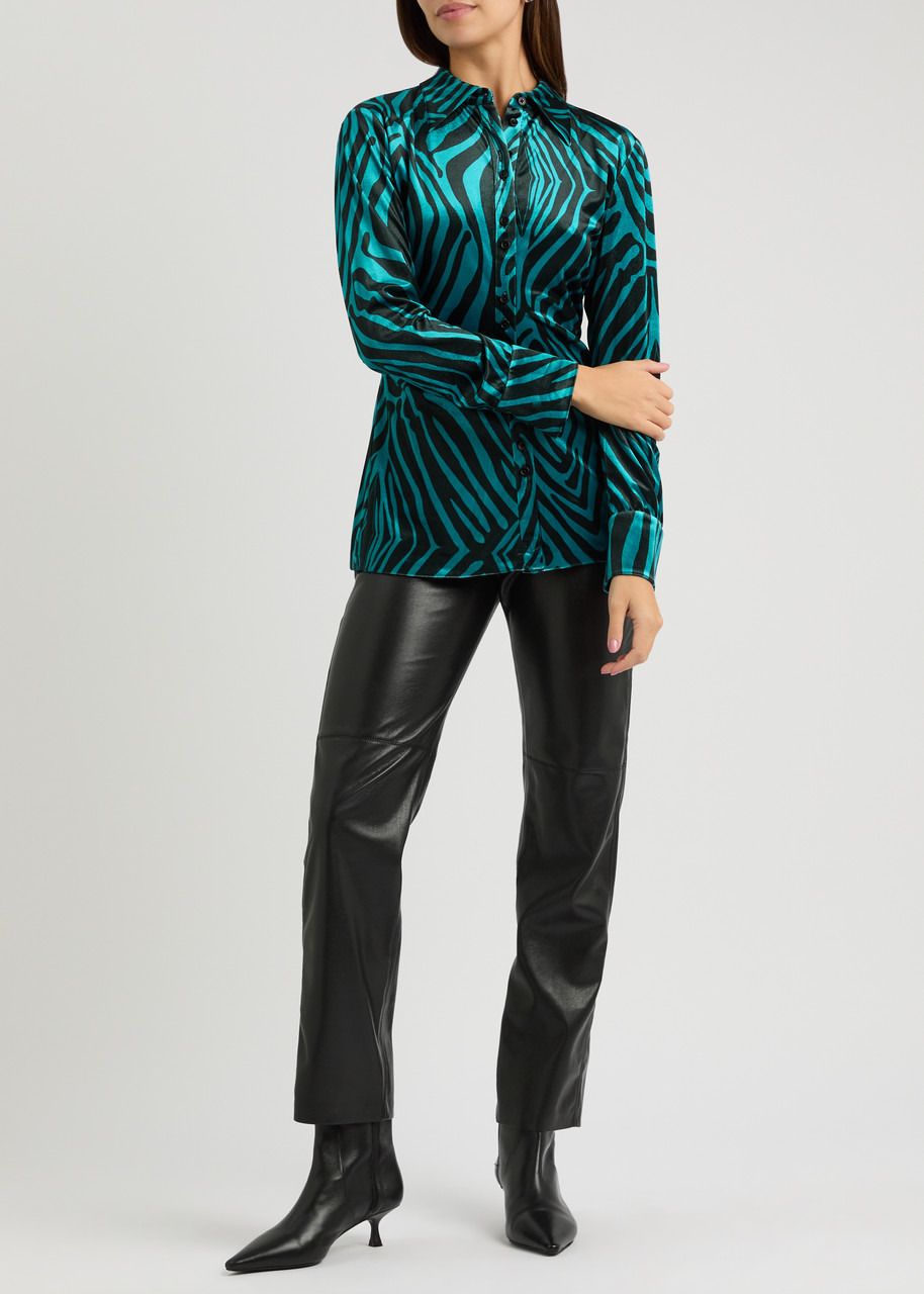 Diane Von Furstenberg Soluck Zebra-print Velvet Shirt - 4