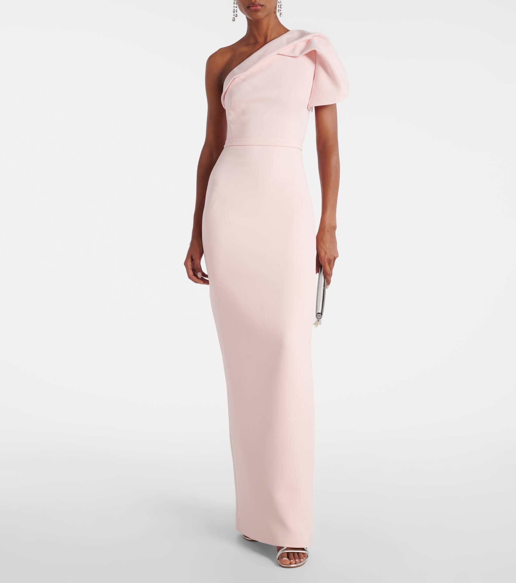 One-shoulder crêpe gown - 2