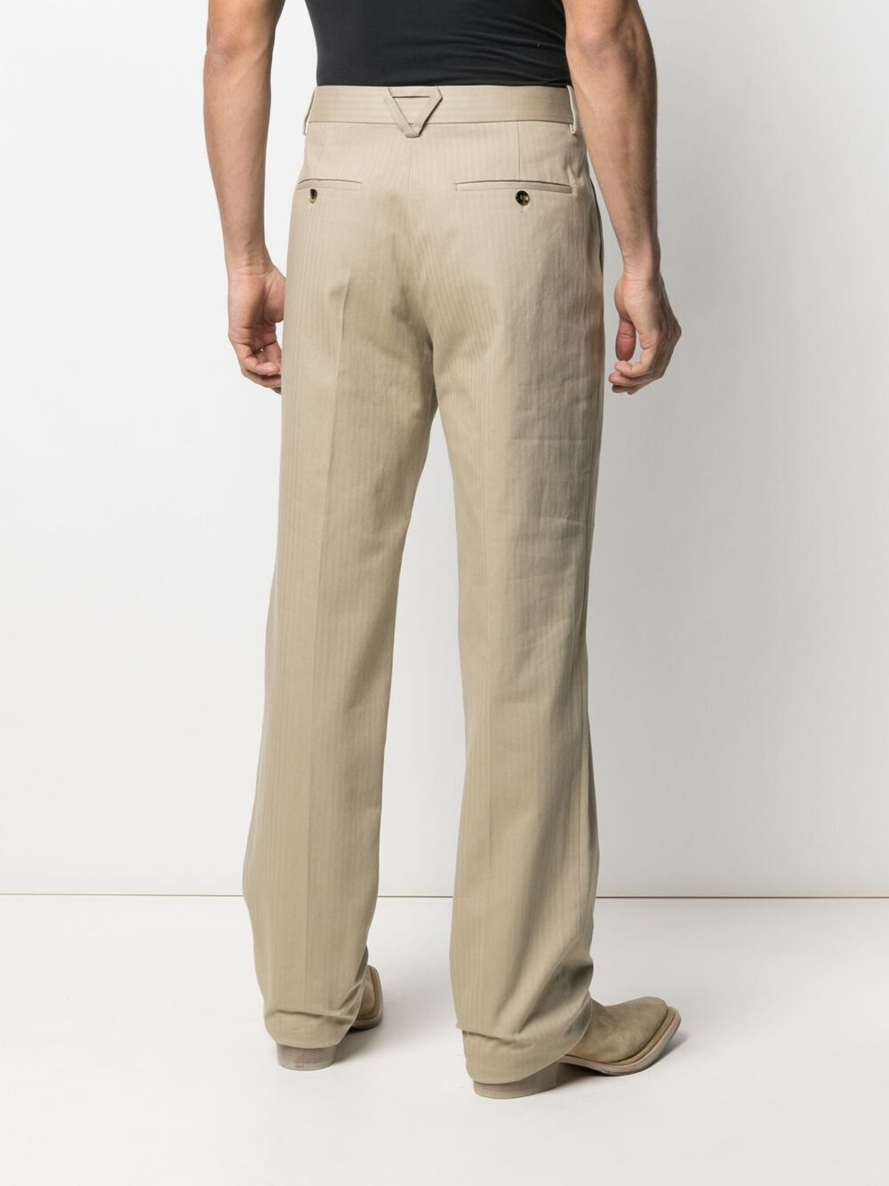 straight-leg herringbone trousers - 4