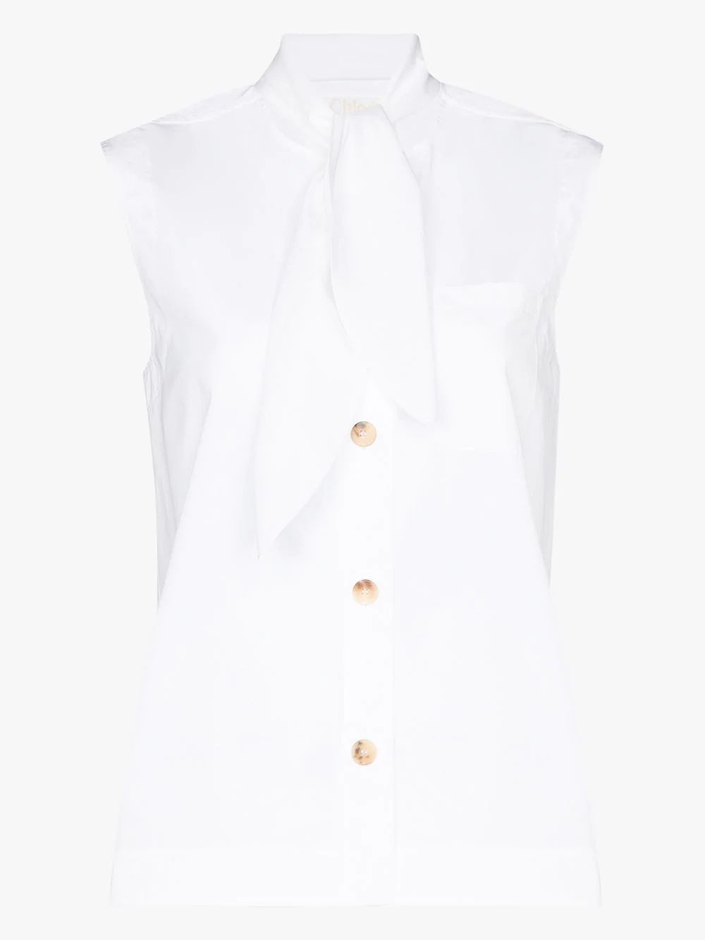 scarf-detail sleeveless poplin blouse - 1