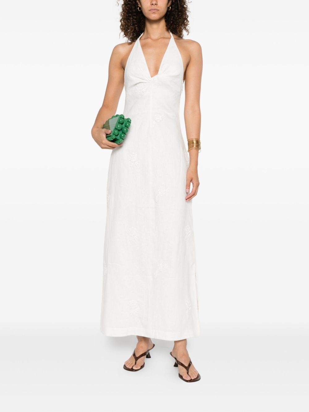 halterneck embroidered dress - 2