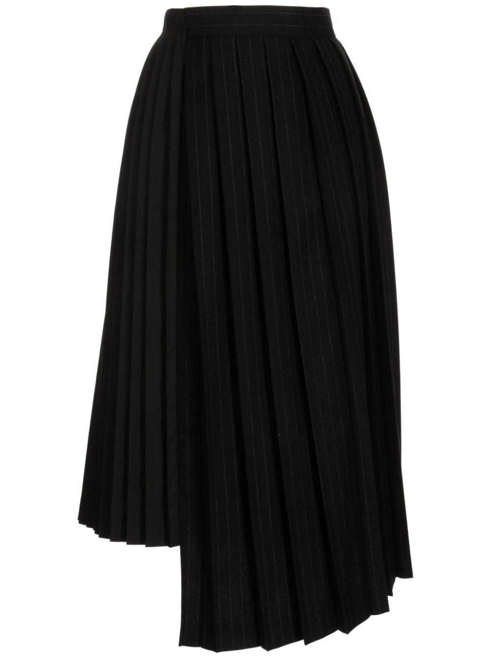 asymmetric pleated wool skirt - 1