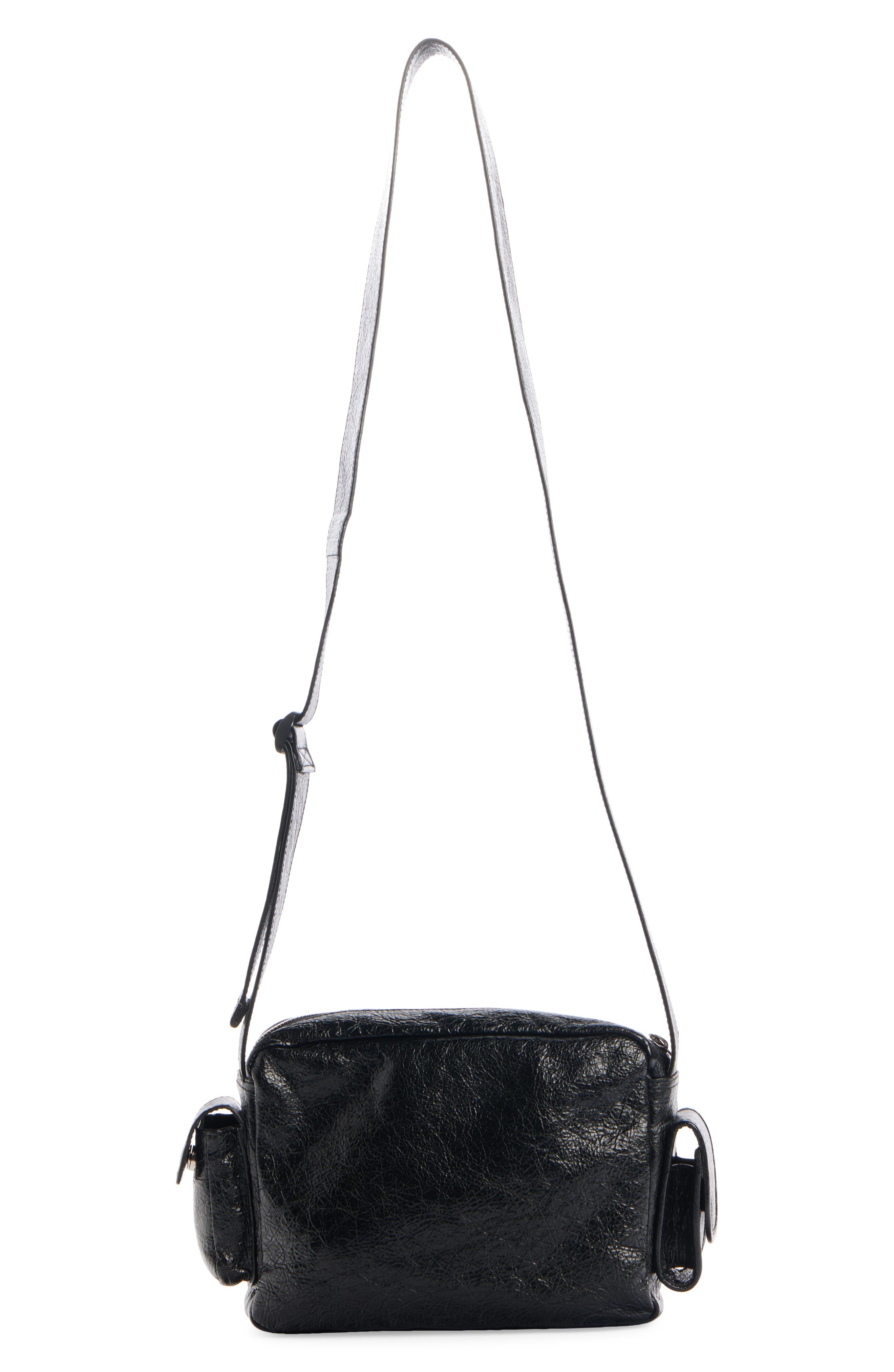 Balenciaga Superbusy Crinkle Leather Camera Bag in 1000 Black at Nordstrom - 3