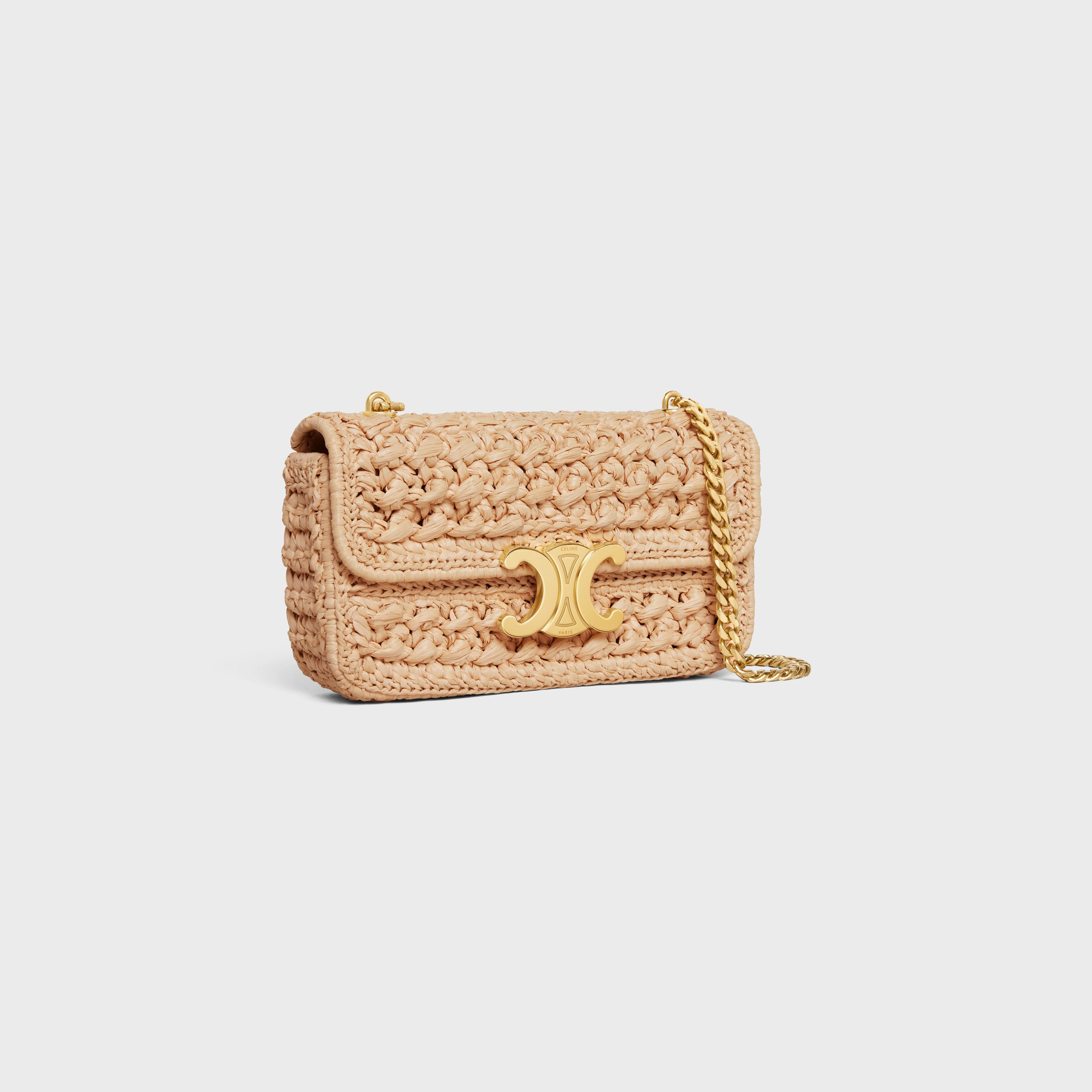 CHAIN SHOULDER BAG CLAUDE in RAFFIA EFFECT TEXTILE - 2