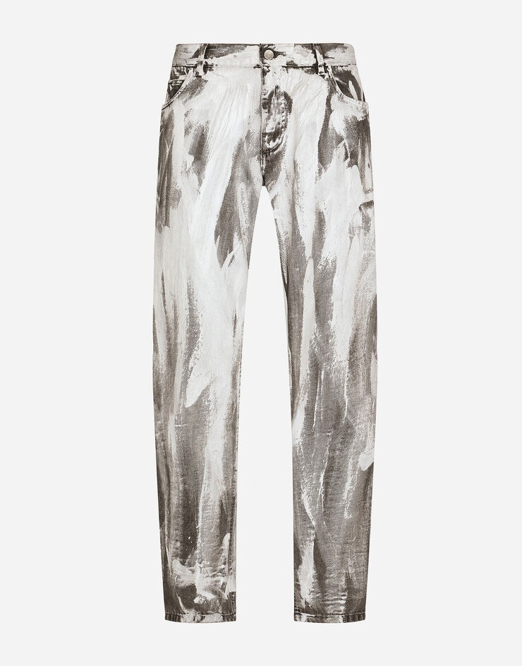 Black regular-fit jeans with brushstrokes - 3