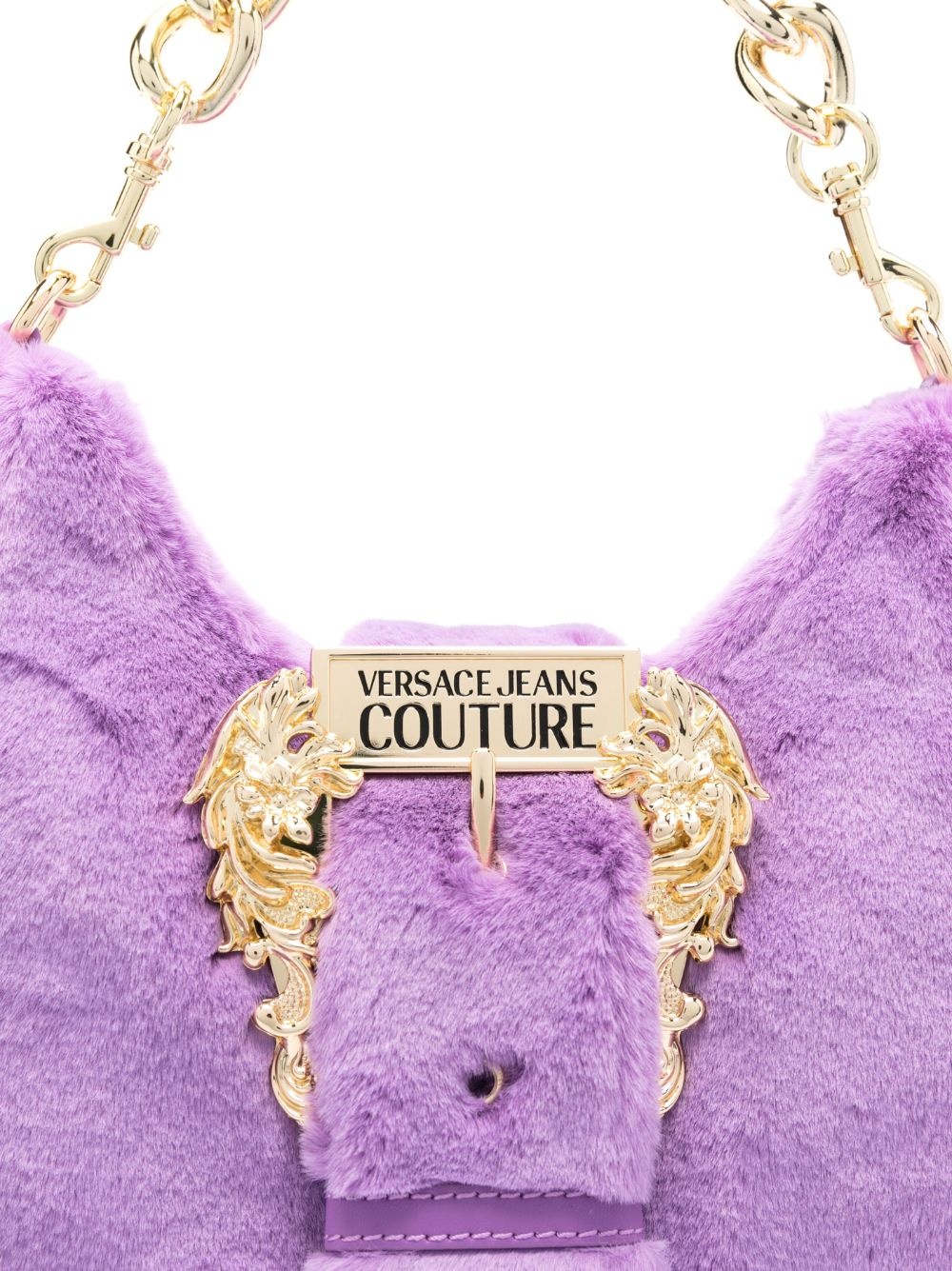 Baroque-buckle faux-fur shoulder bag - 5