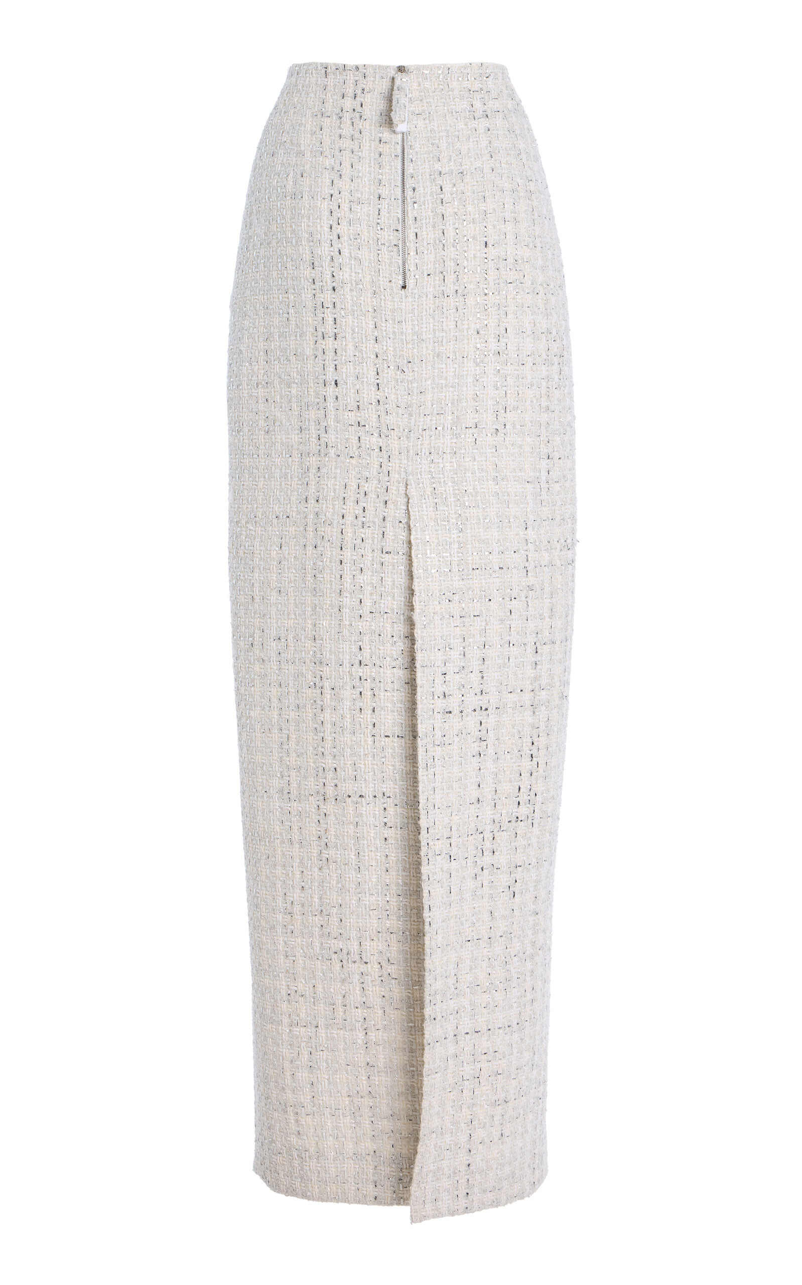 Mid-Rise Tweed Maxi Skirt ivory - 6