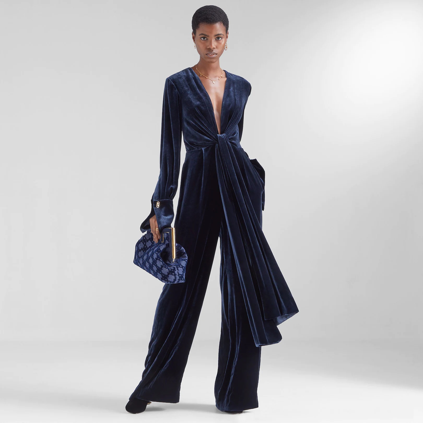 Blue velvet jumpsuit - 4
