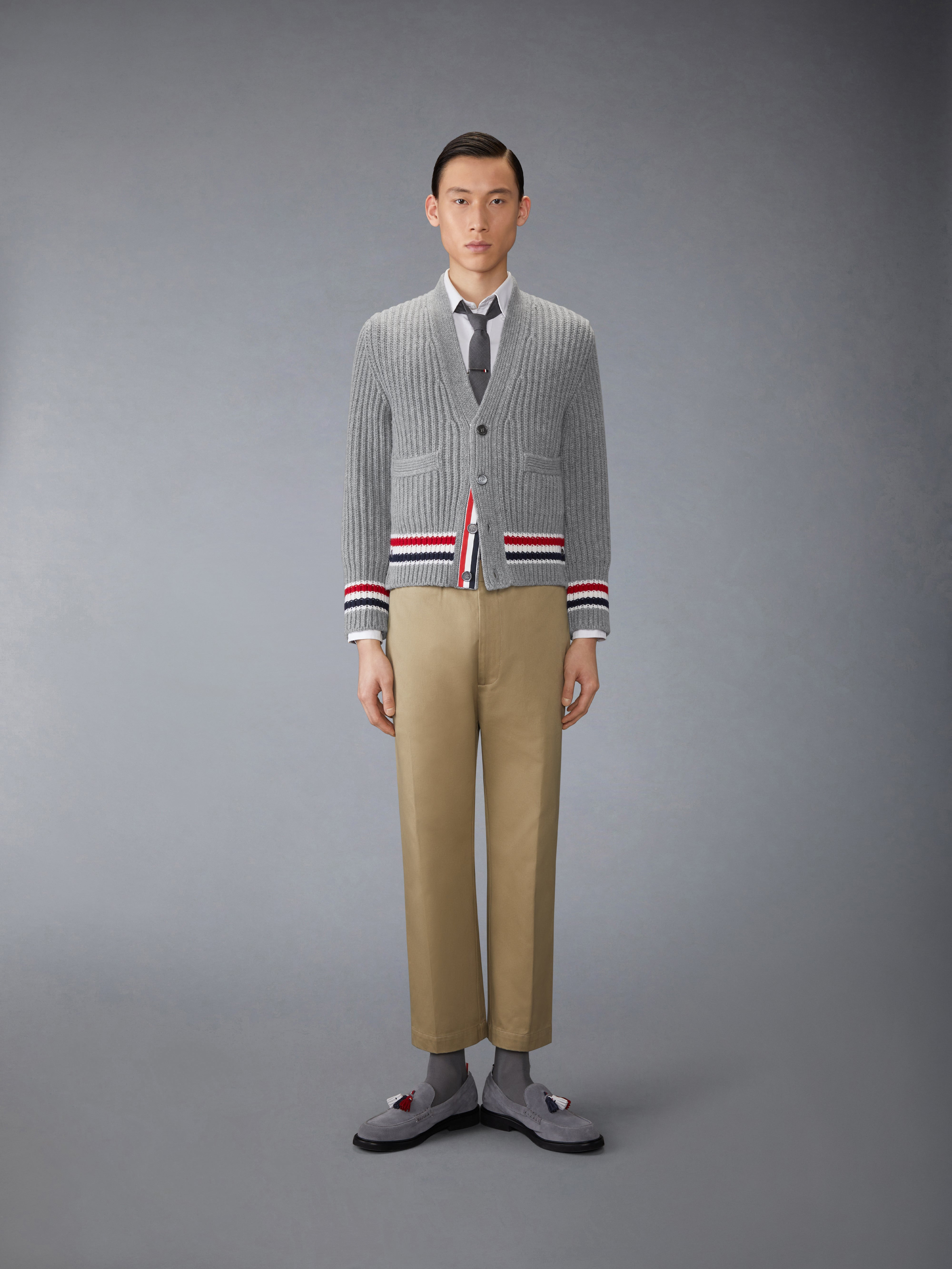 RWB STRIPE CASHMERE V NECK CARDIGAN - 4