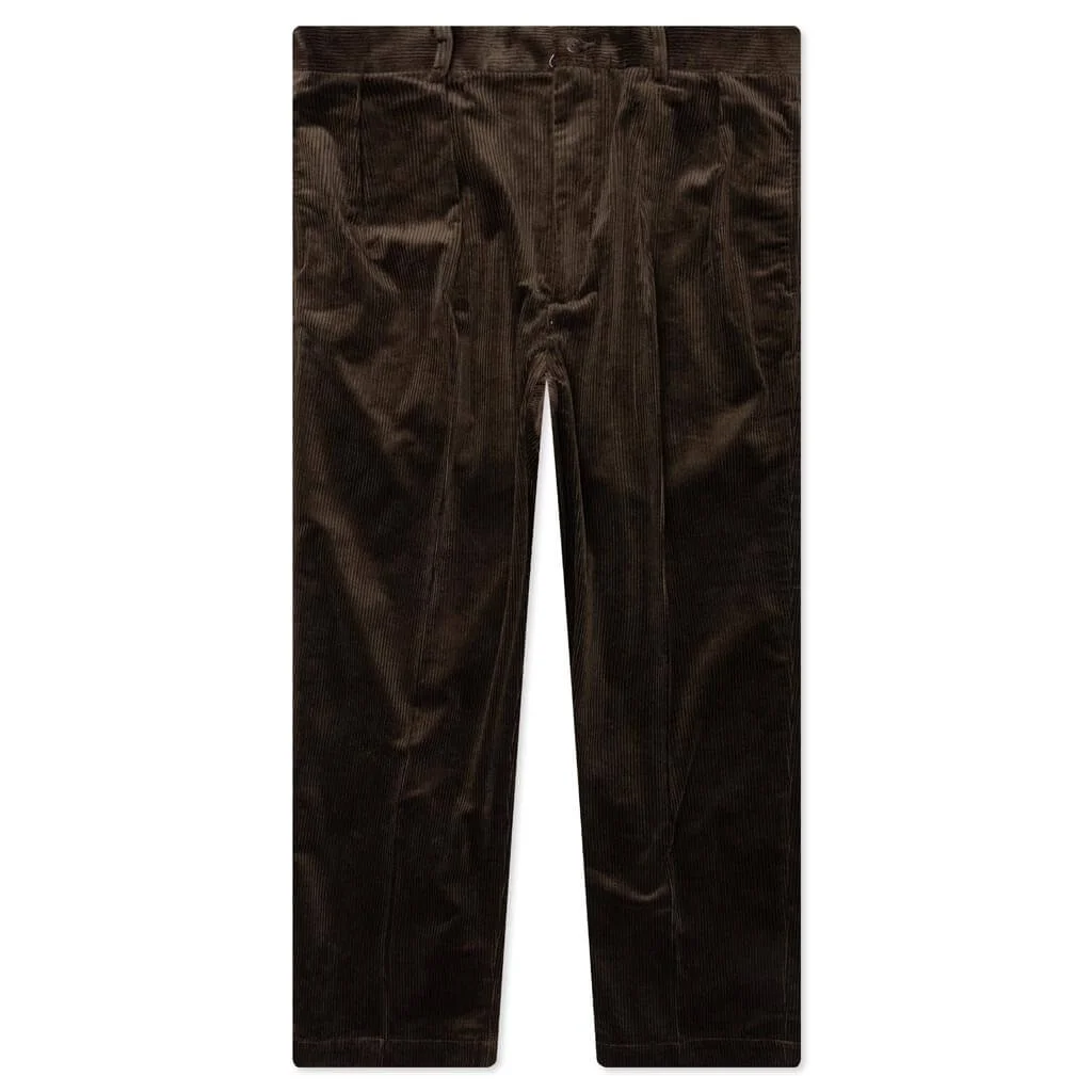 DOUBLE PLEATED CORDUROY TROUSERS - BROWN - 1
