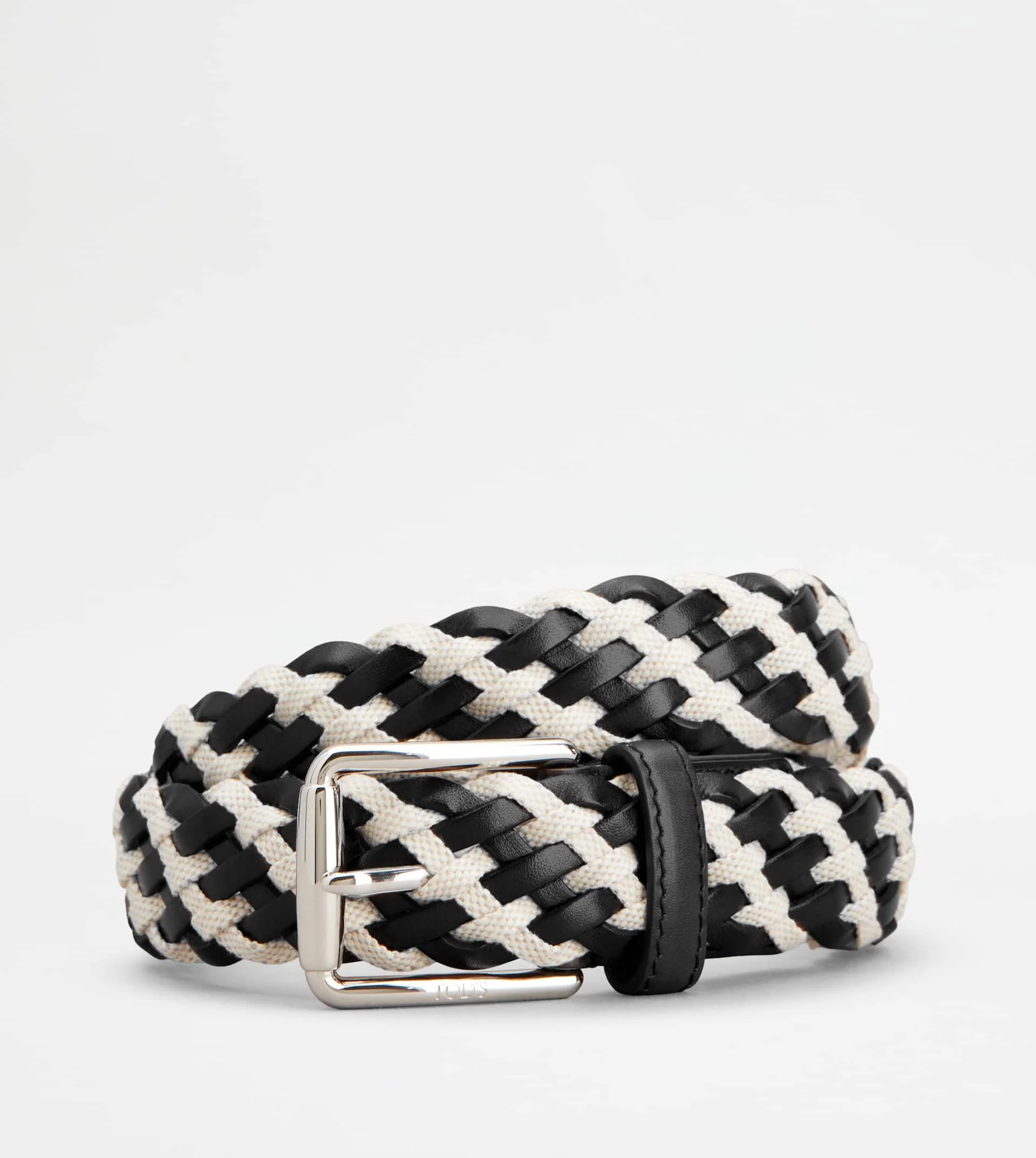 BELT IN LEATHER AND CANVAS - BLACK, WHITE - 1