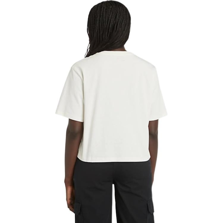 (WMNS) Timberland Logo T-Shirt 'White' A5RZX-CM9 - 3