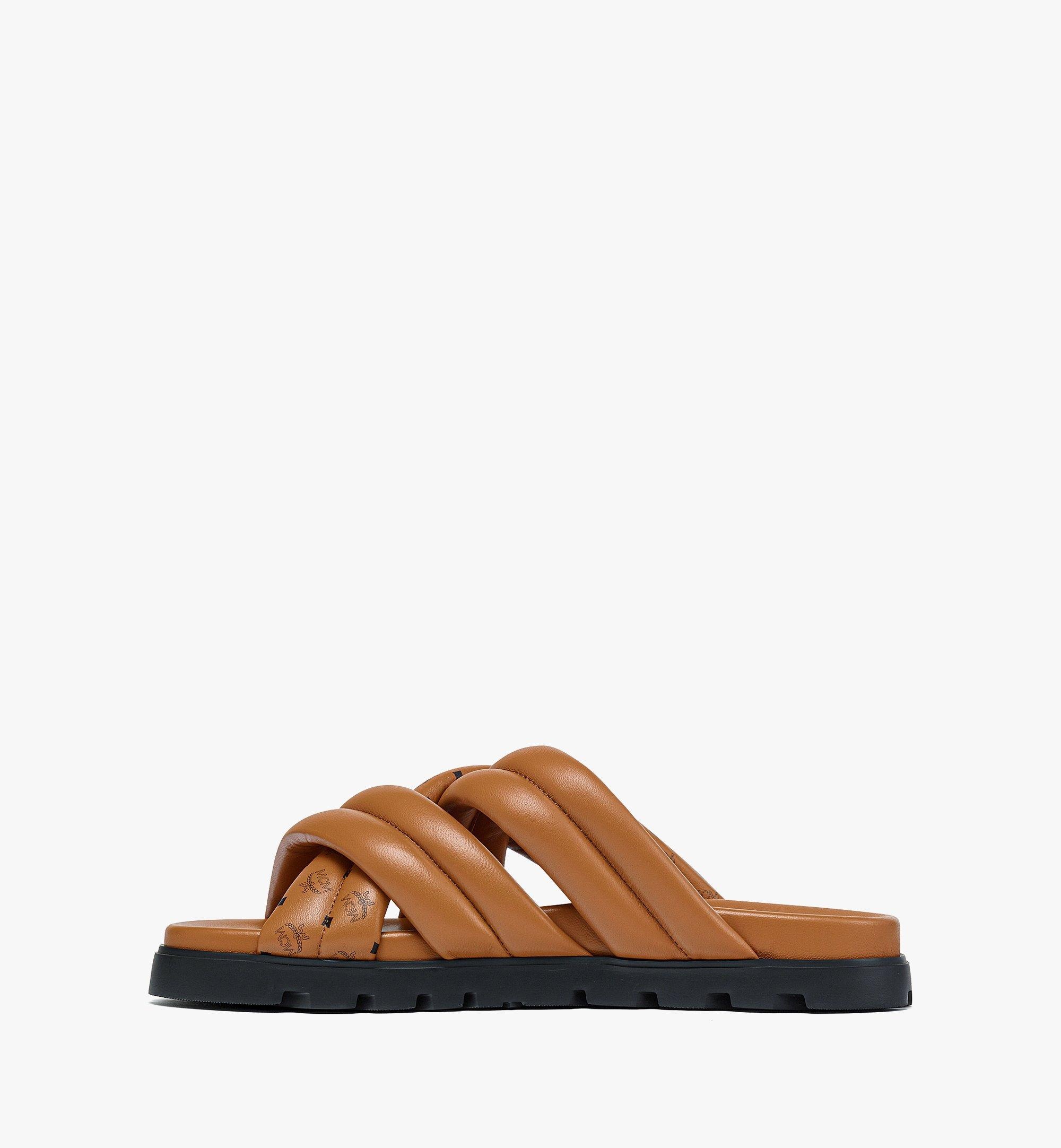 MCM Monogram Print Cross Sandals in Lamb Leather | REVERSIBLE 