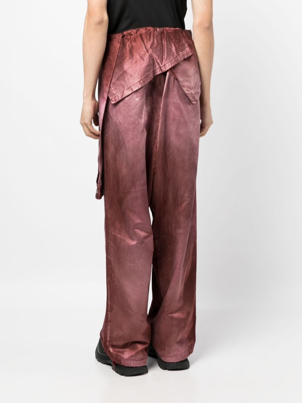 layered-design brushed-effect trousers - 4