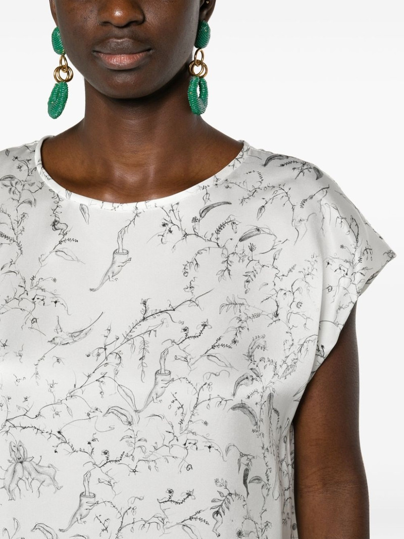 Fabula-print silk satin blouse 5