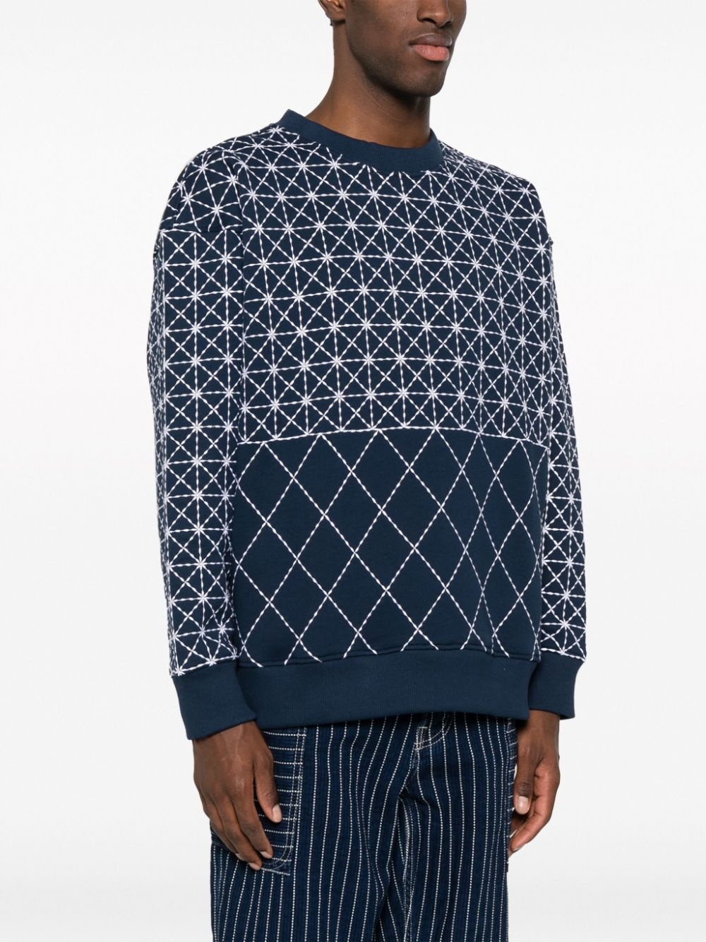 Sashiko Stitch embroidered sweatshirt - 3