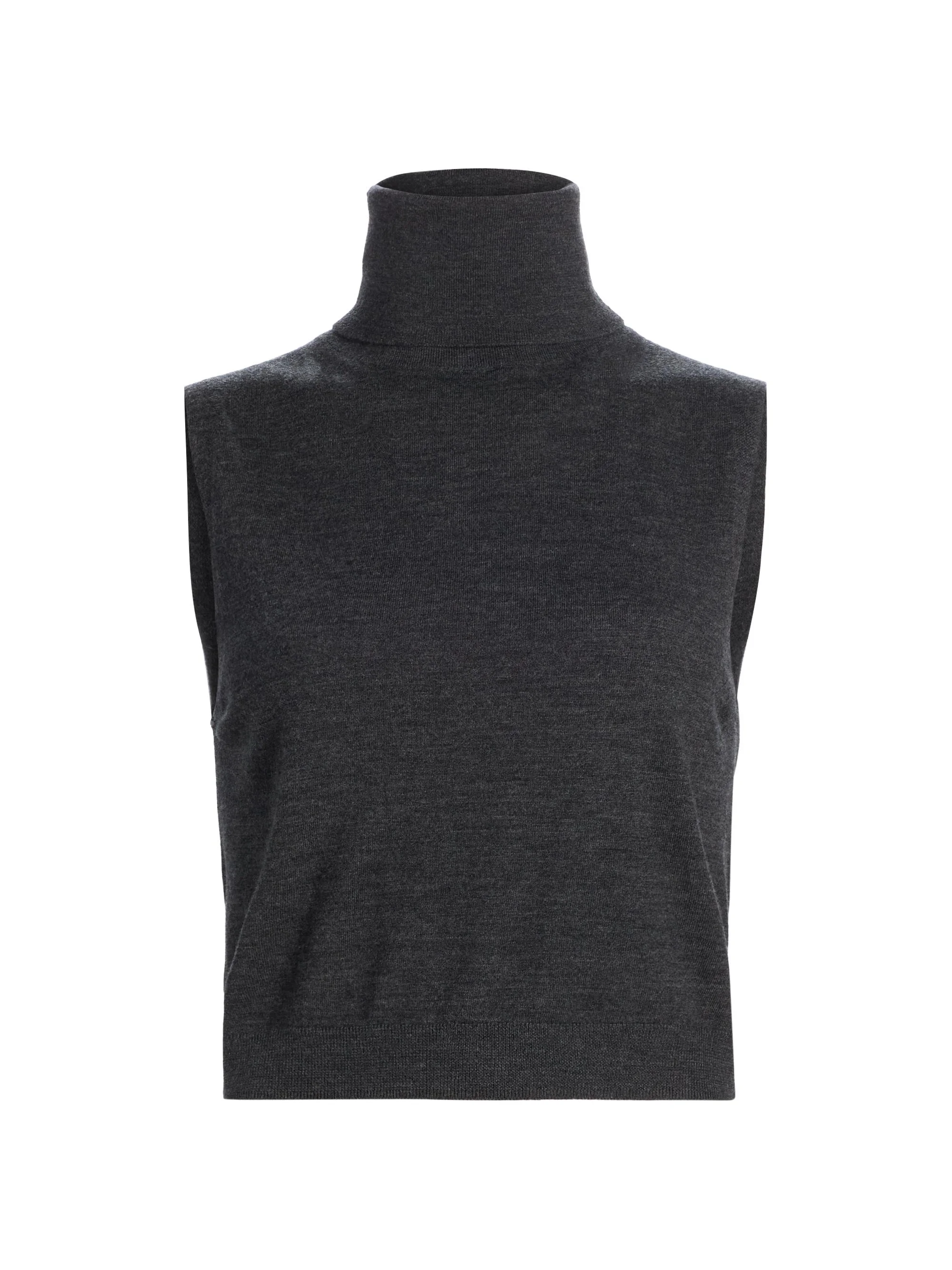 Women's James Merino Wool Sleeveless Turtleneck Sweater - Charcoal Grey - 1