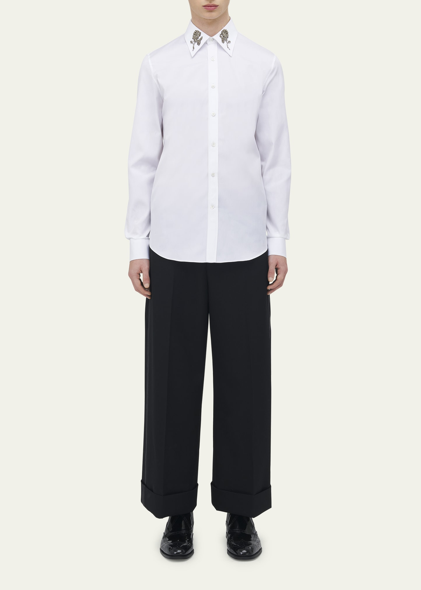 Men's Poplin Rose Embellished Dress Shirt - 2