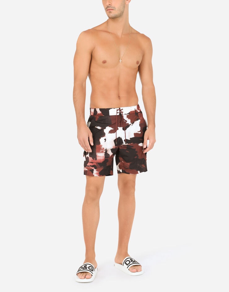 Mid-length swim trunks with camouflage print - 2