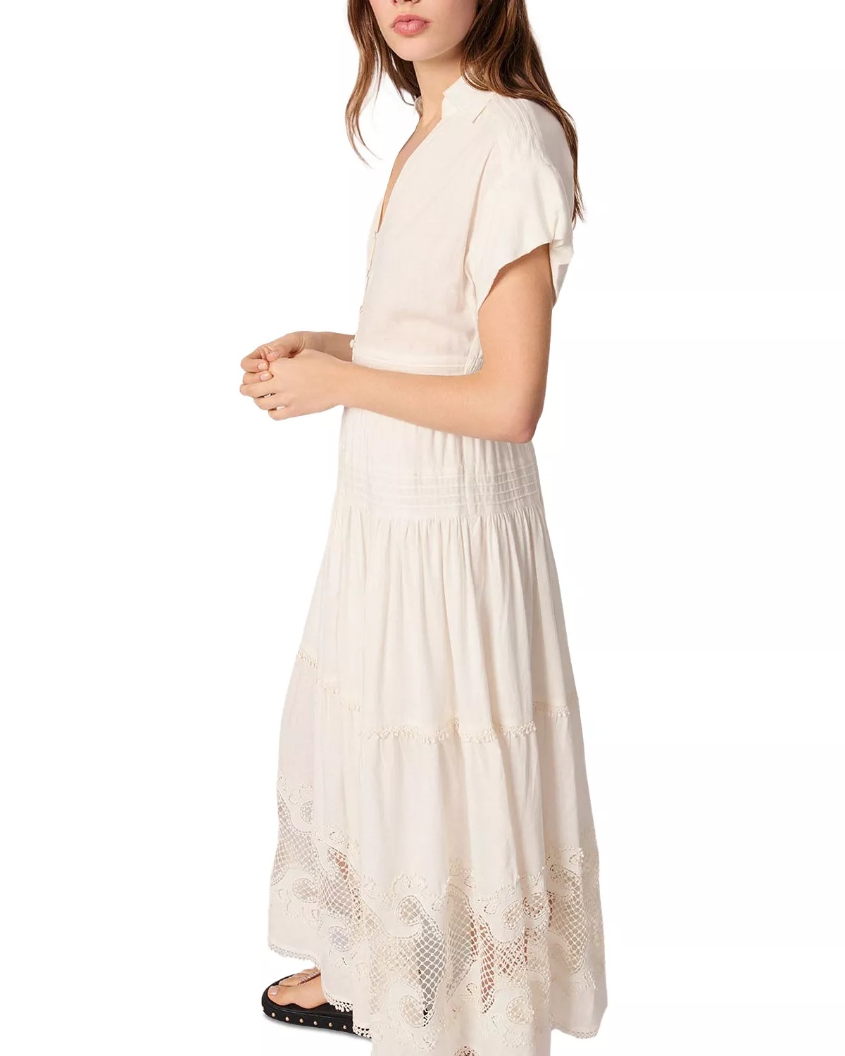Embroidered Ruffled Maxi Dress - 7