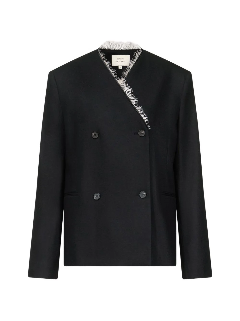 Leandra lace-trim double-breasted blazer - 1