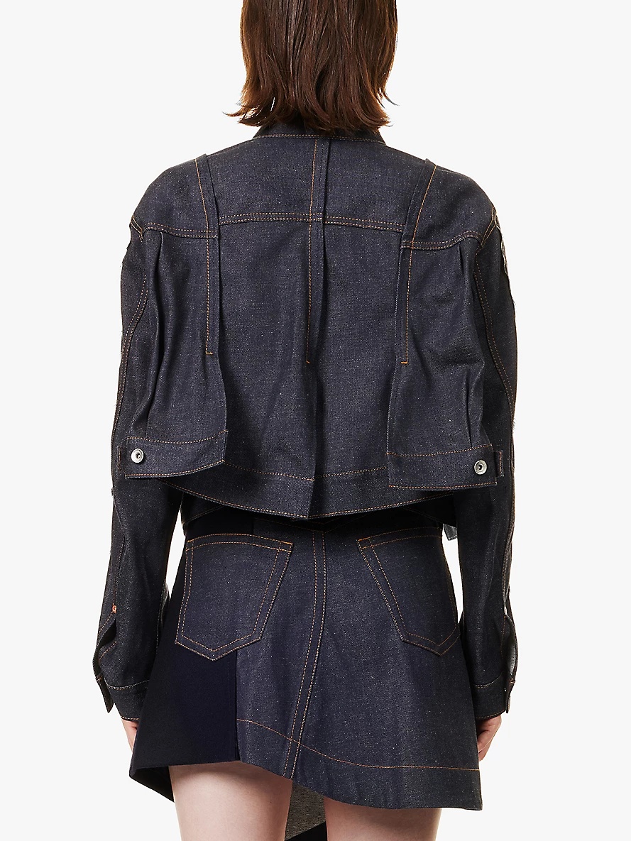 Collar panelled denim jacket - 4