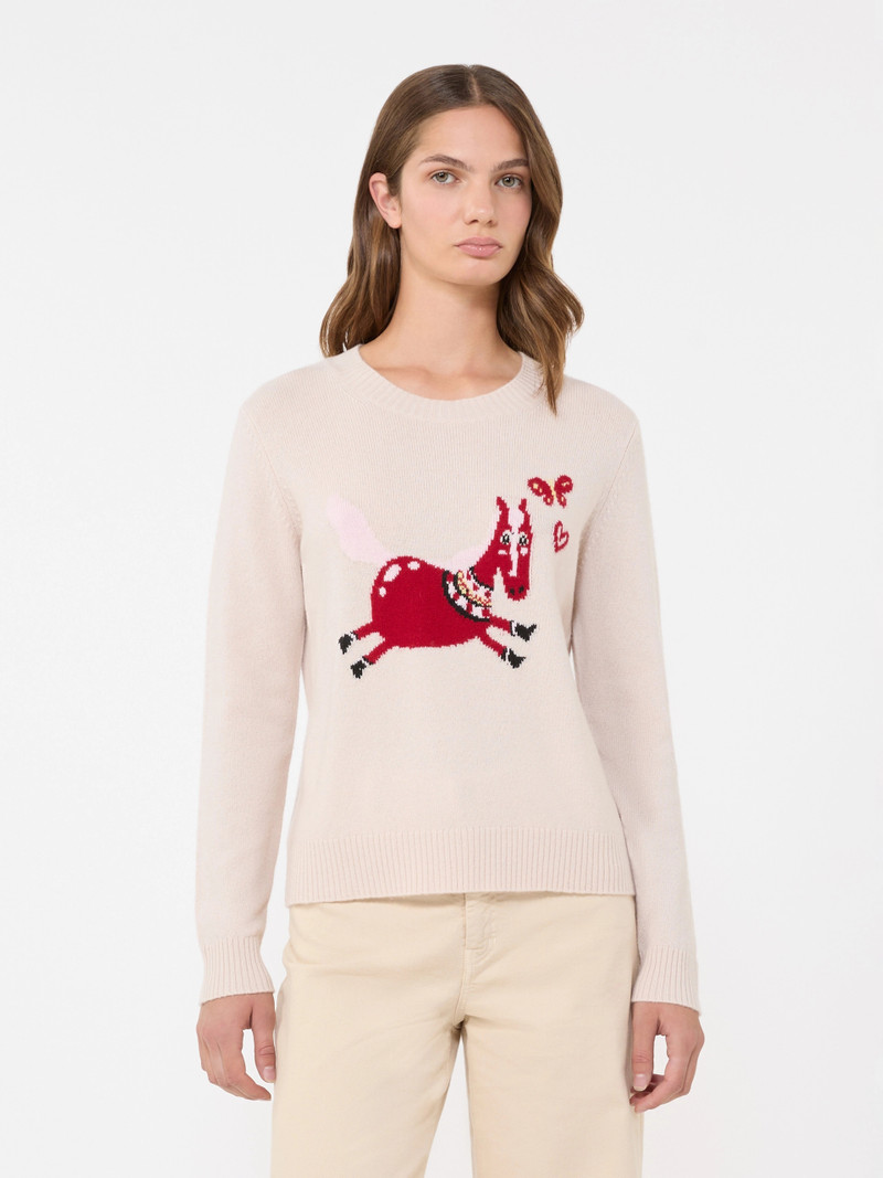 TUNICA Inlay-detail cashmere sweater - SAND 3