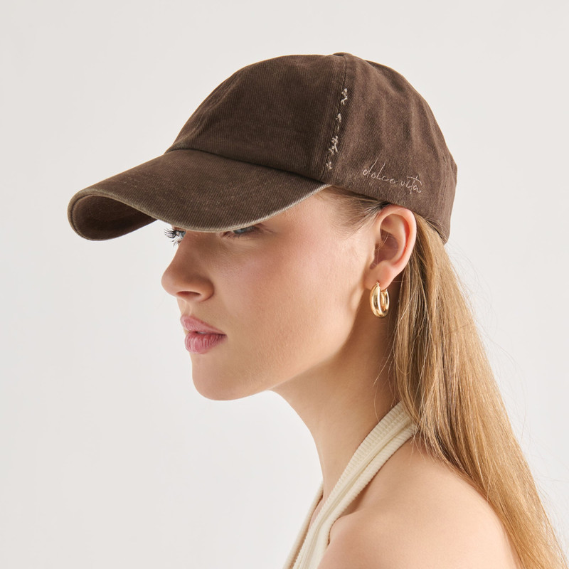 DISTRESSED BASEBALL CAP DARK BROWN 4