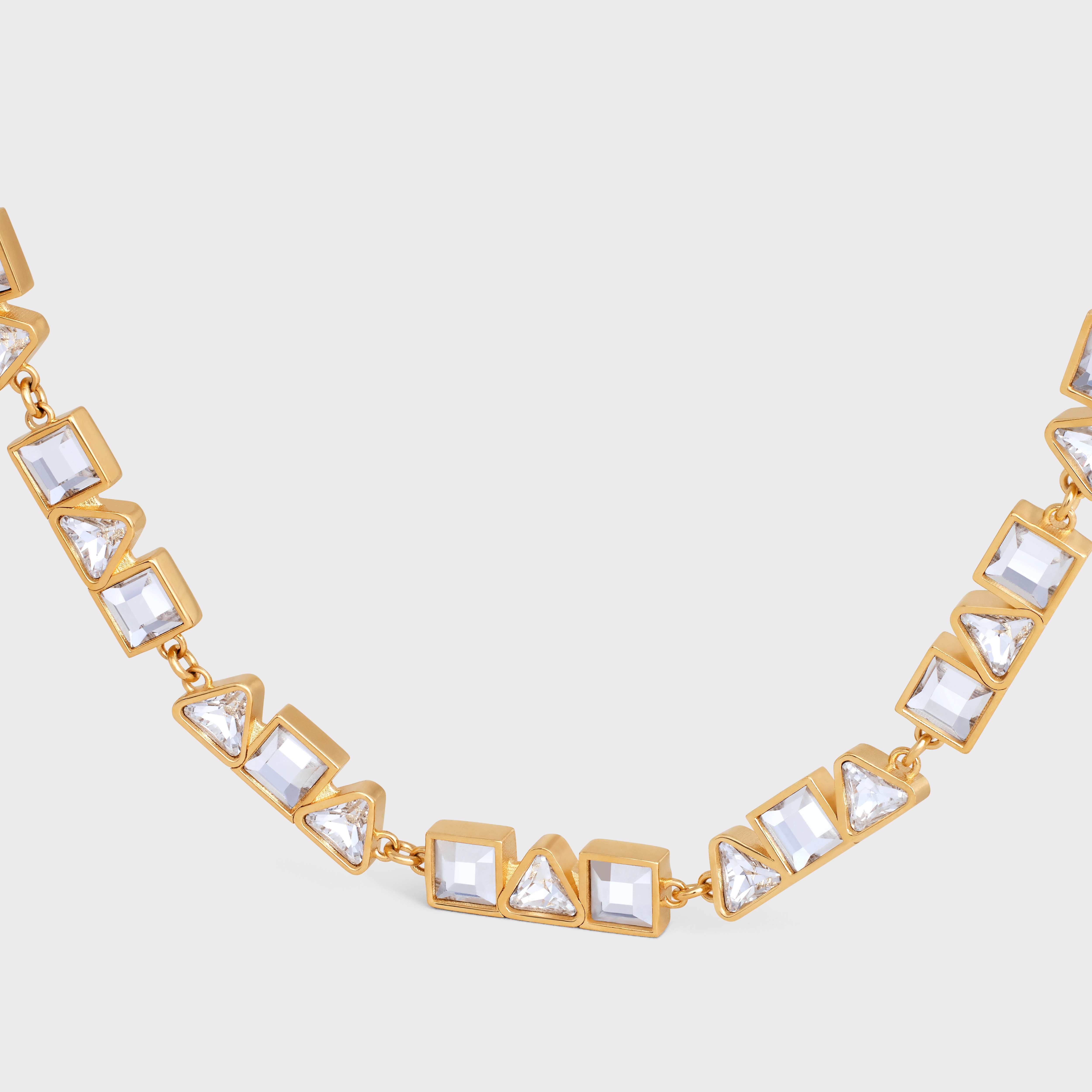 Celine Geometric Necklace in Brass with Gold Finish and Strass - 2