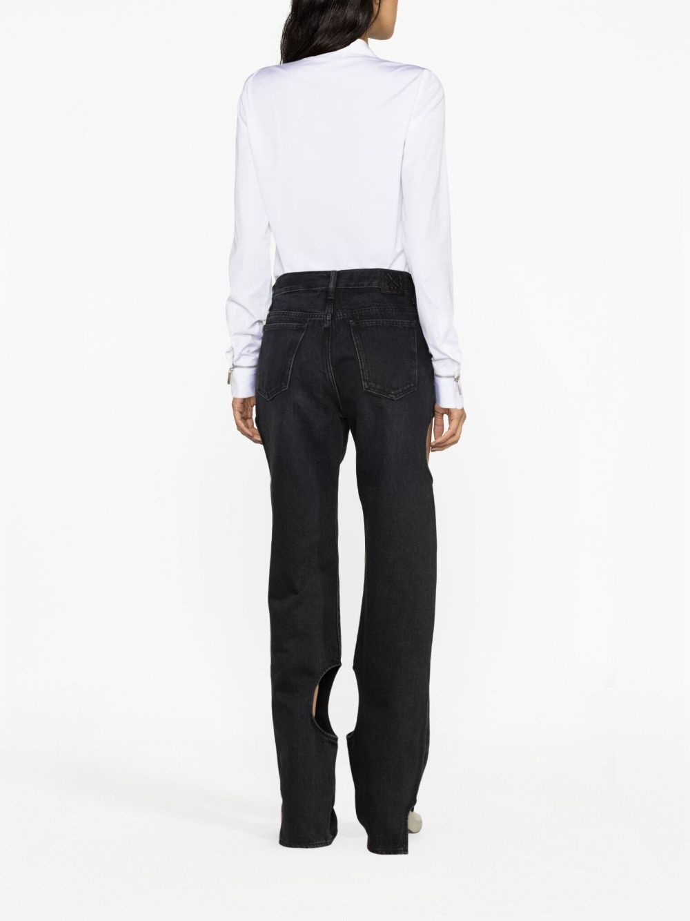 cut-out straight-leg jeans - 4