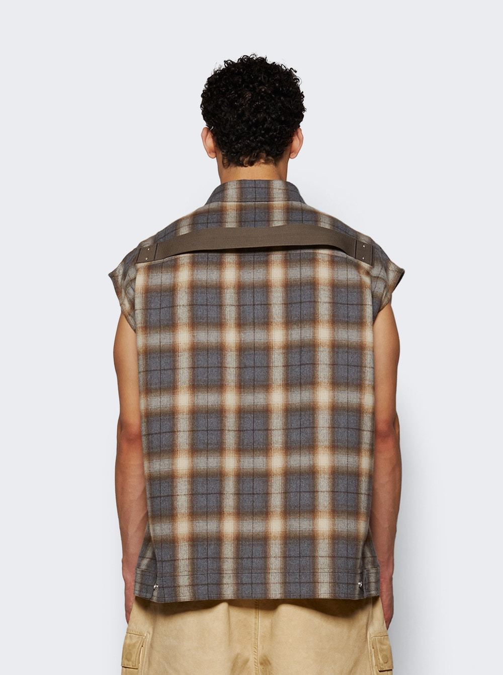 Sleeveless Jumbo Outershirt Grey Plaid - 4
