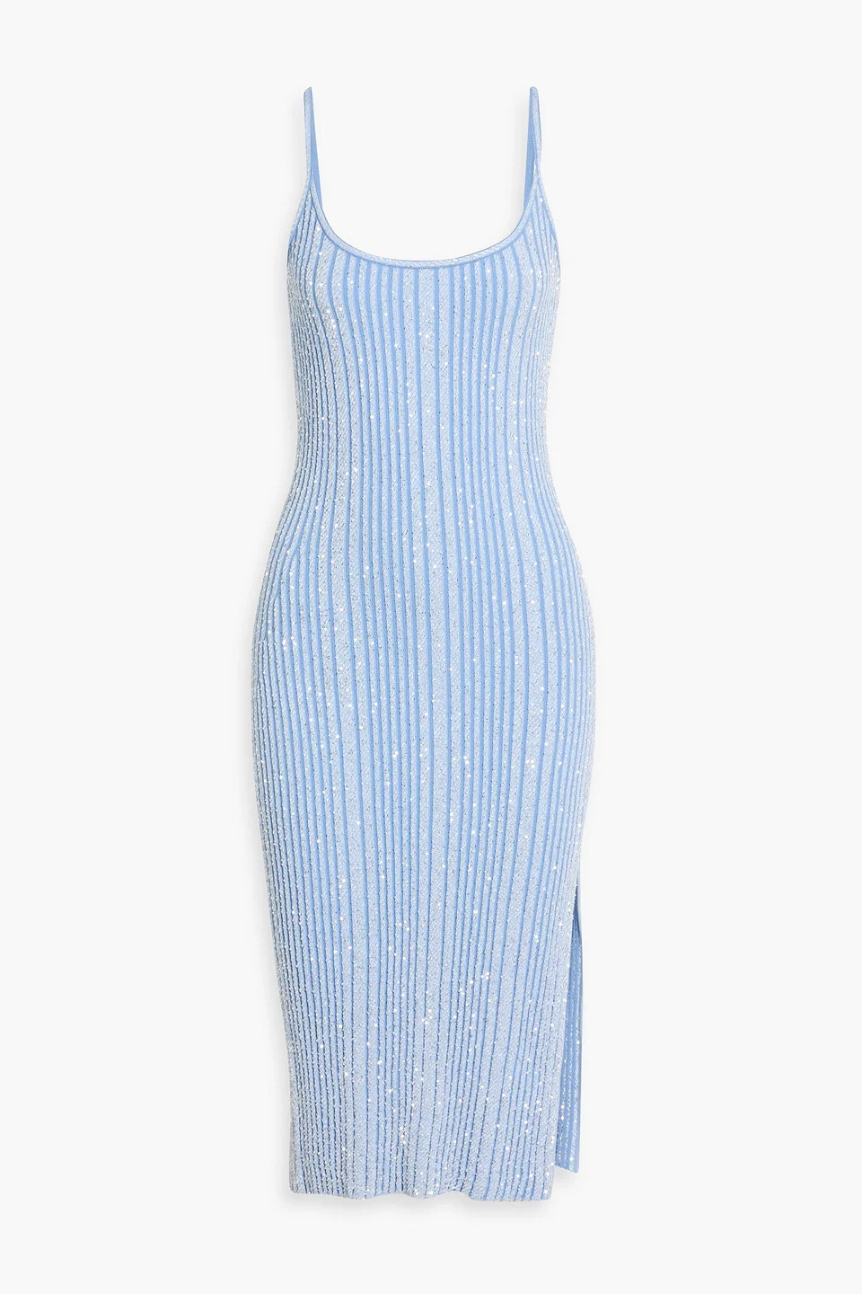 Sequin-embellished ribbed-knit dress - 1