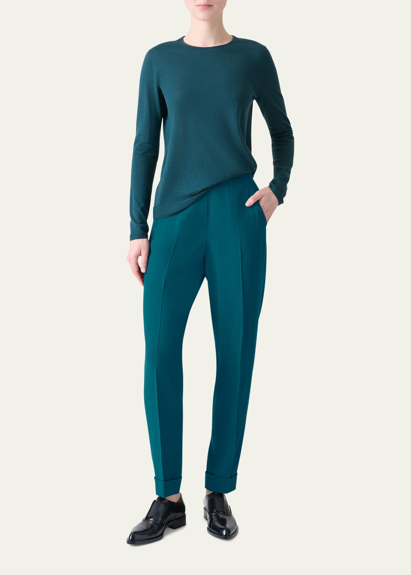 Cashmere-Silk Fine Gauge Seamless Knit Sweater - 2