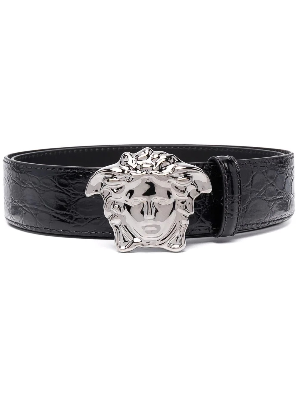 Medusa-head crocodile-embossed belt - 1