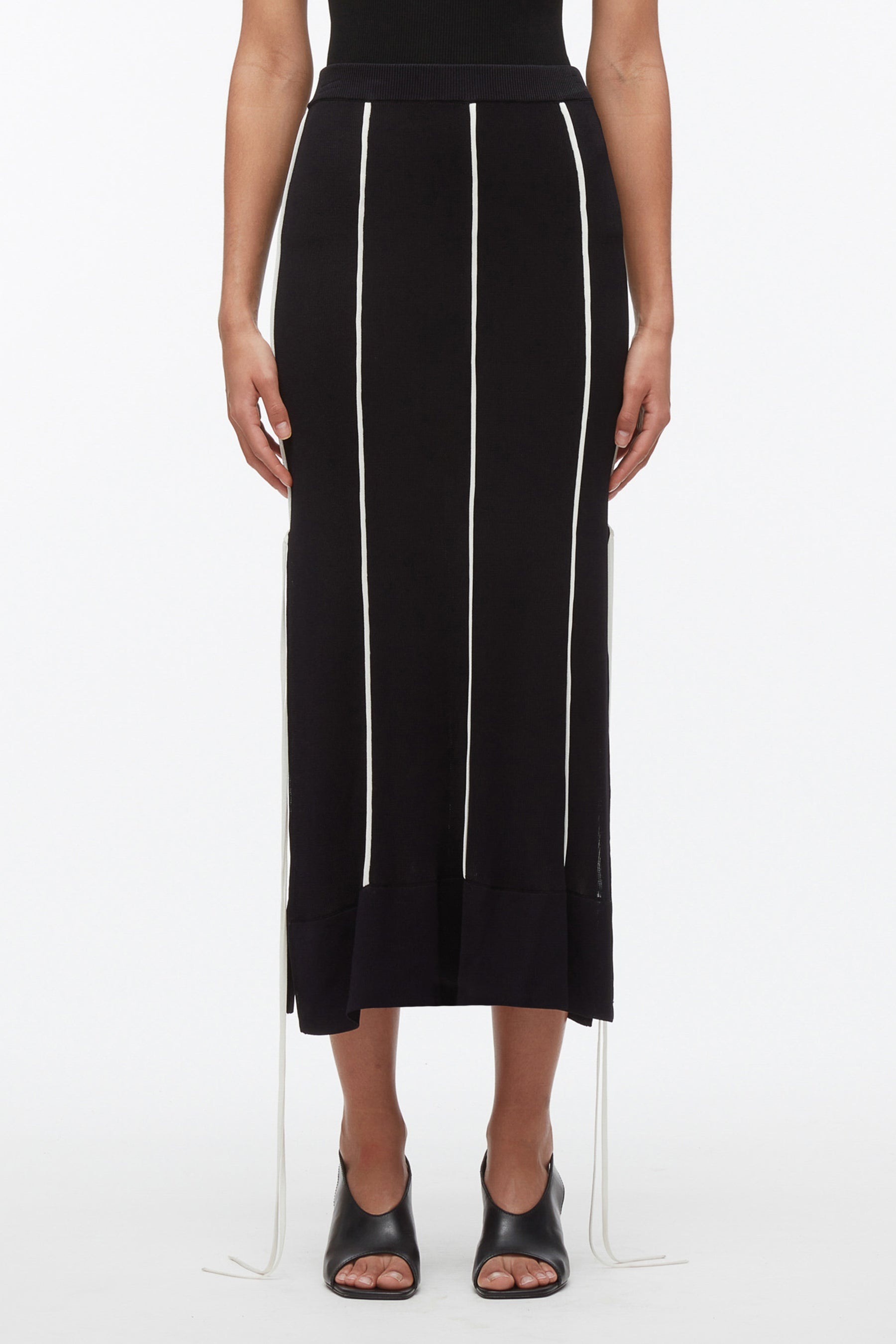 Knit Midi Skirt with Piping - 2