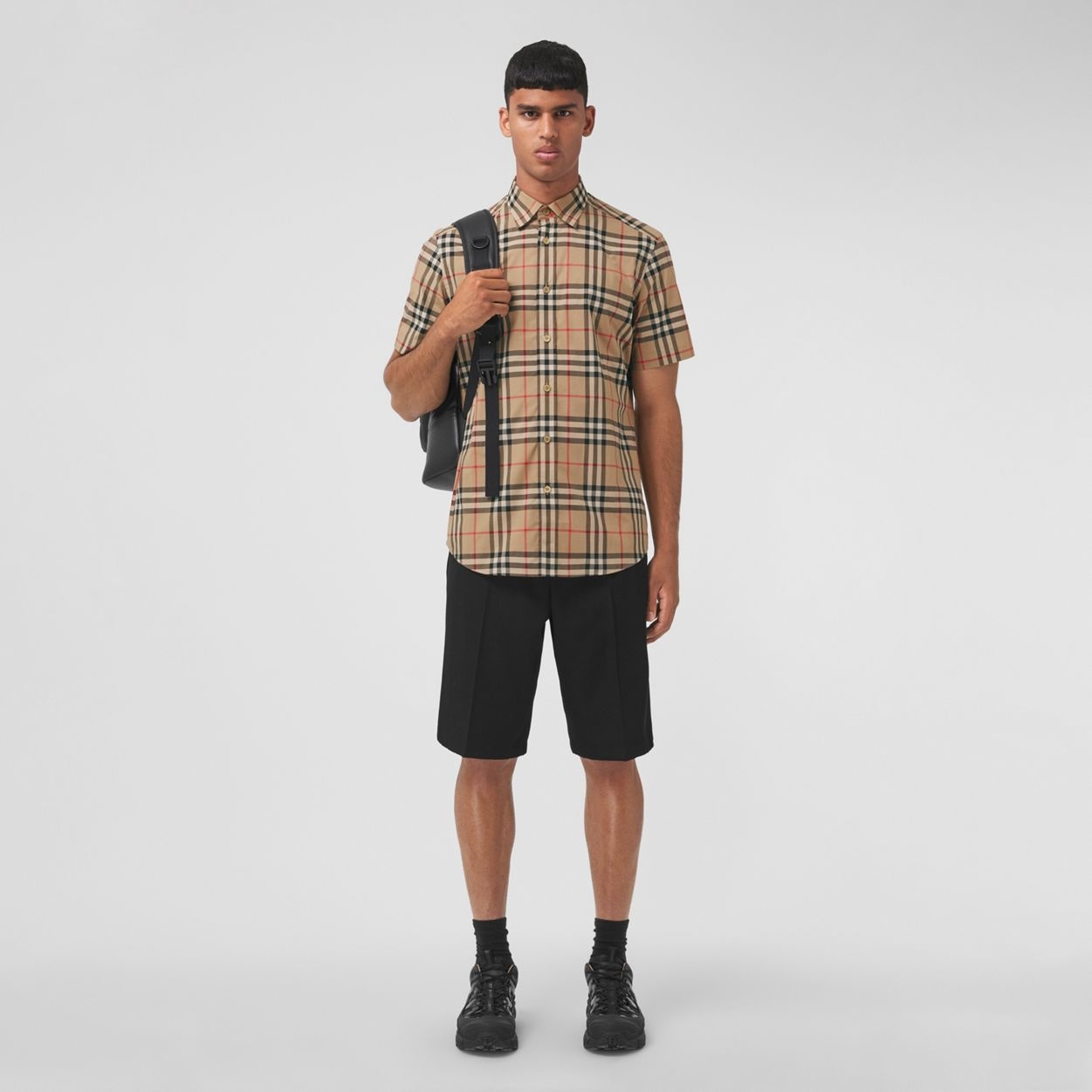 Short-sleeve Check Cotton Poplin Shirt - 2