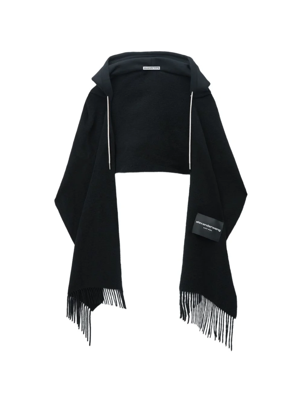 scarf hoodie w/ rhinestone drawcord - 1