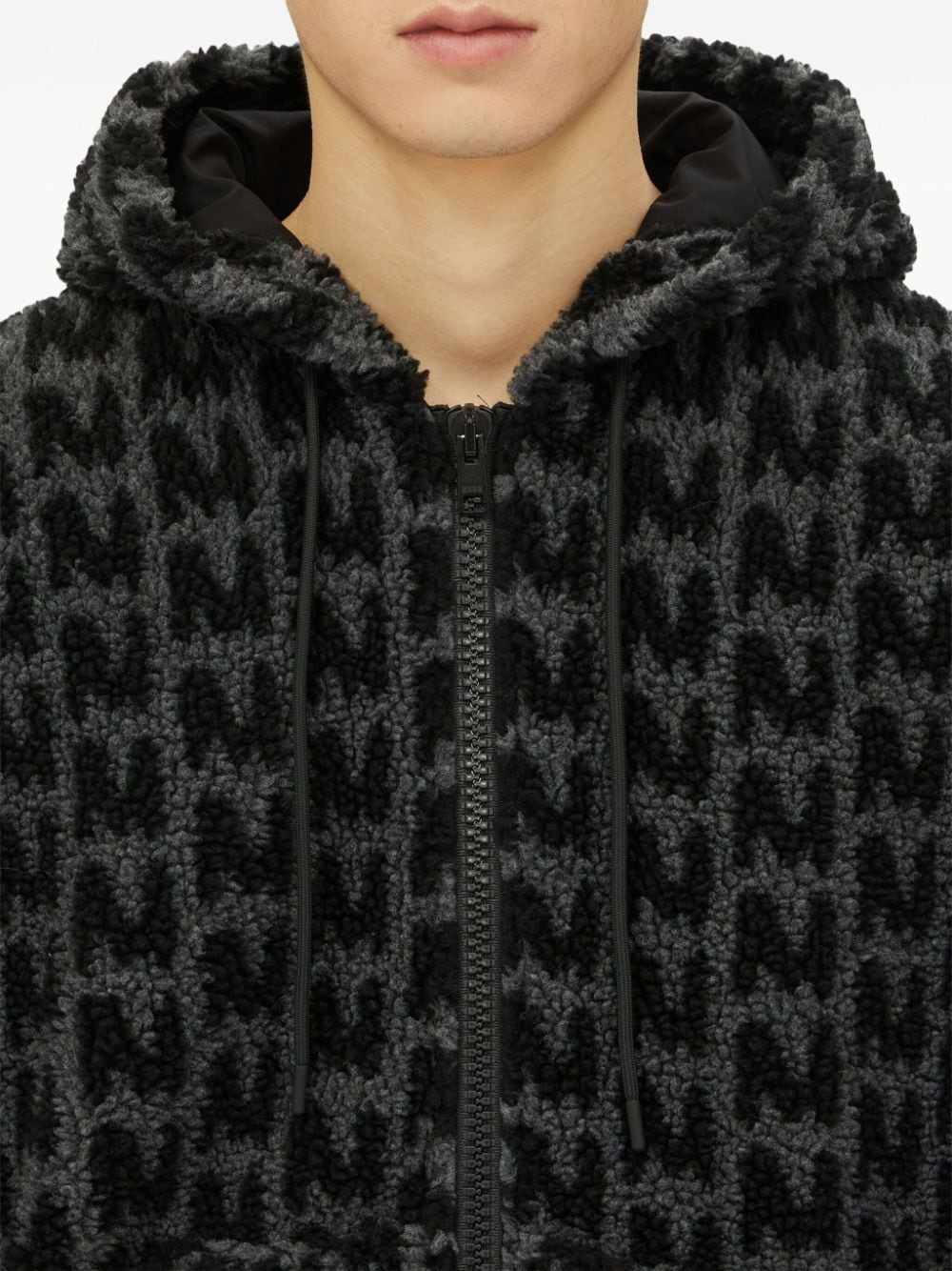 towelled finish logo-patterned zipped hoodie - 5
