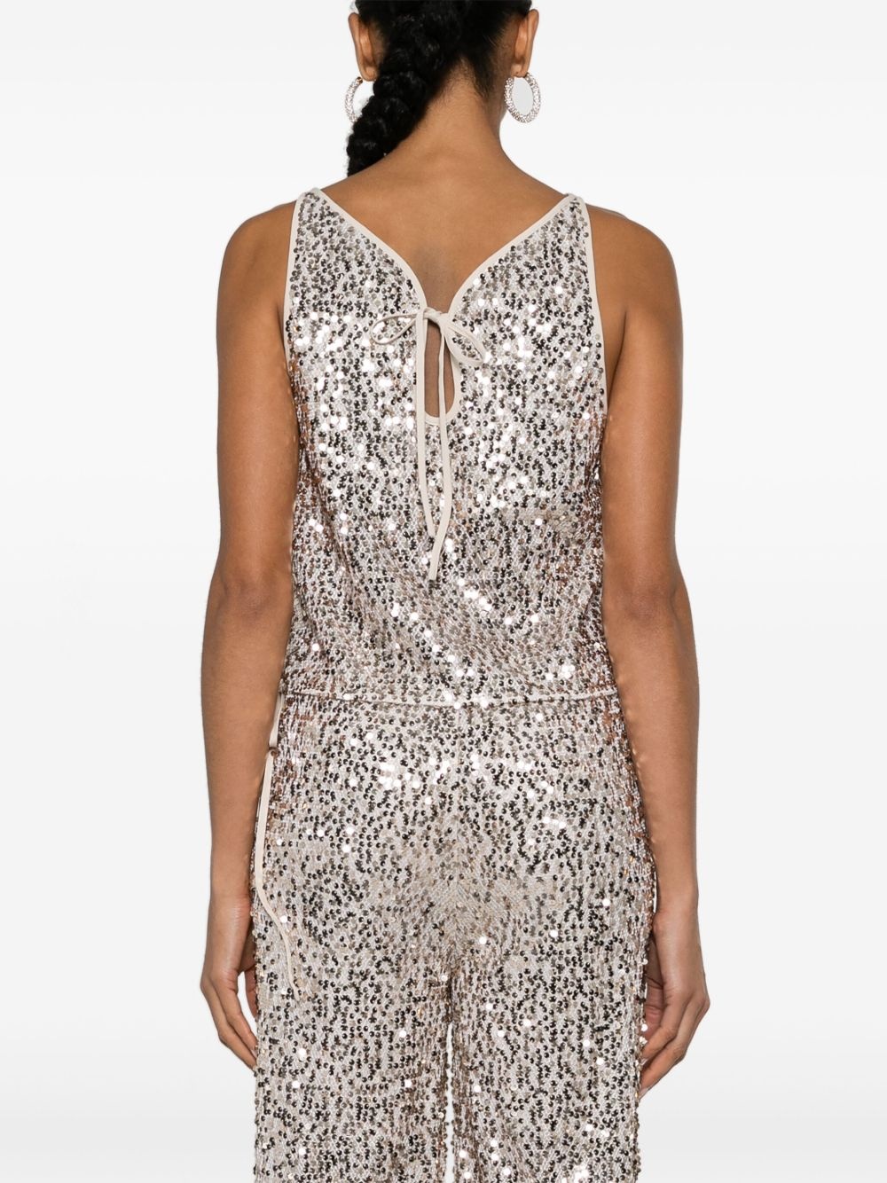 sequinned mesh tank top - 4