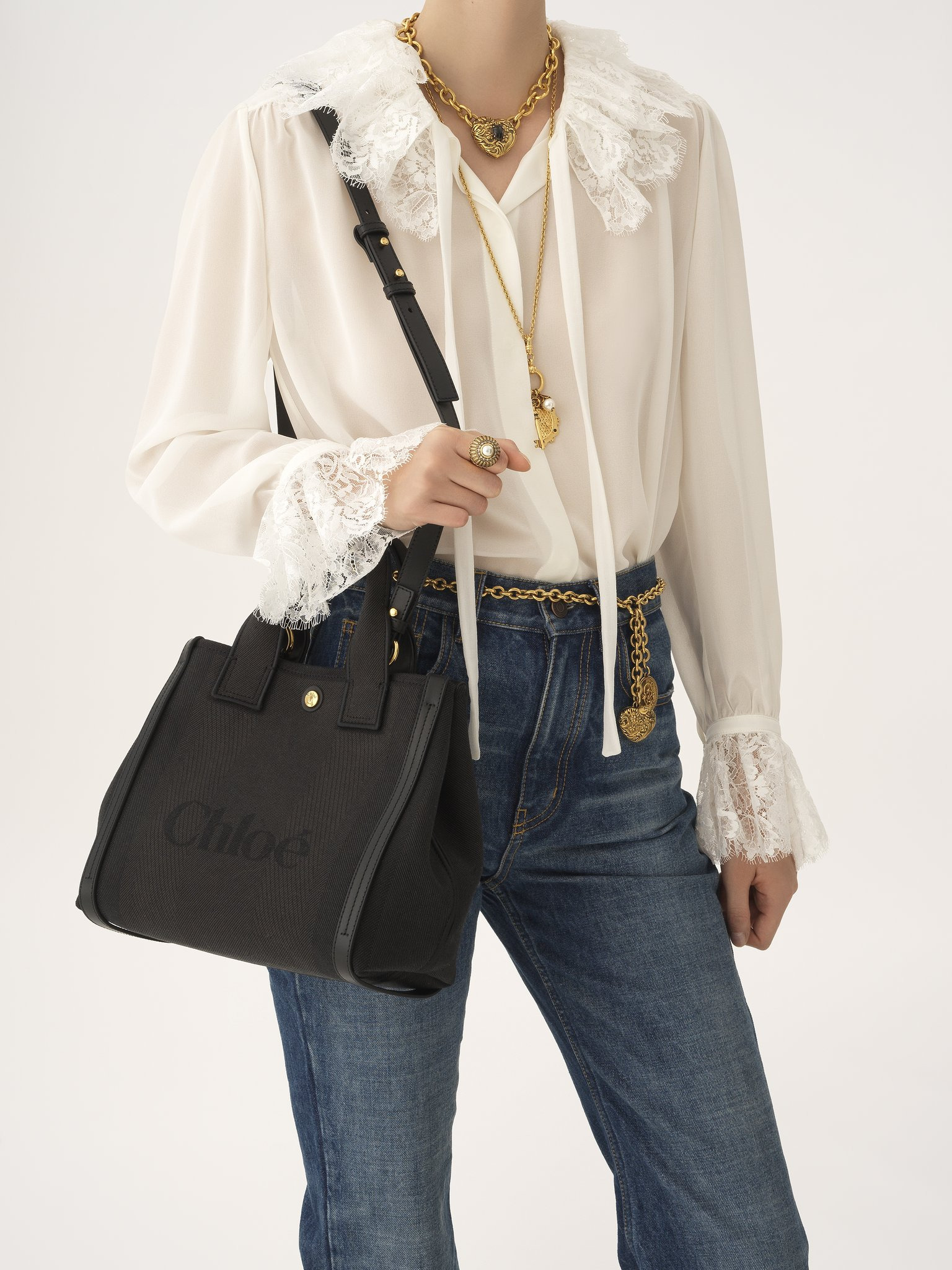 SMALL CHLOÉ CARRY TOTE BAG IN CANVAS - 2