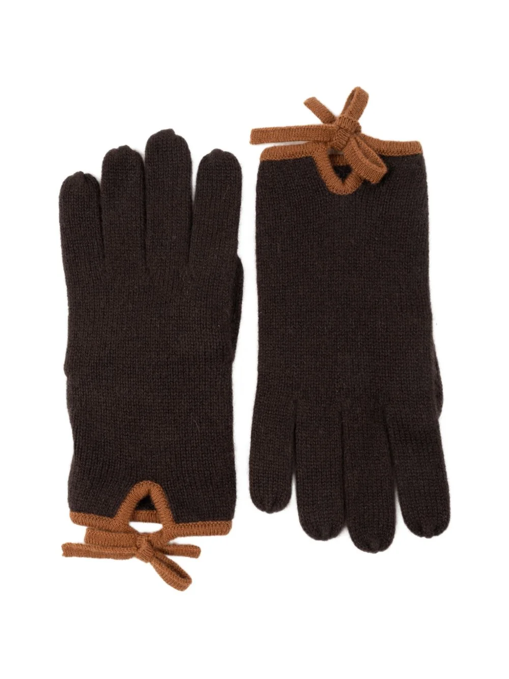 bow-detail knitted gloves - 1