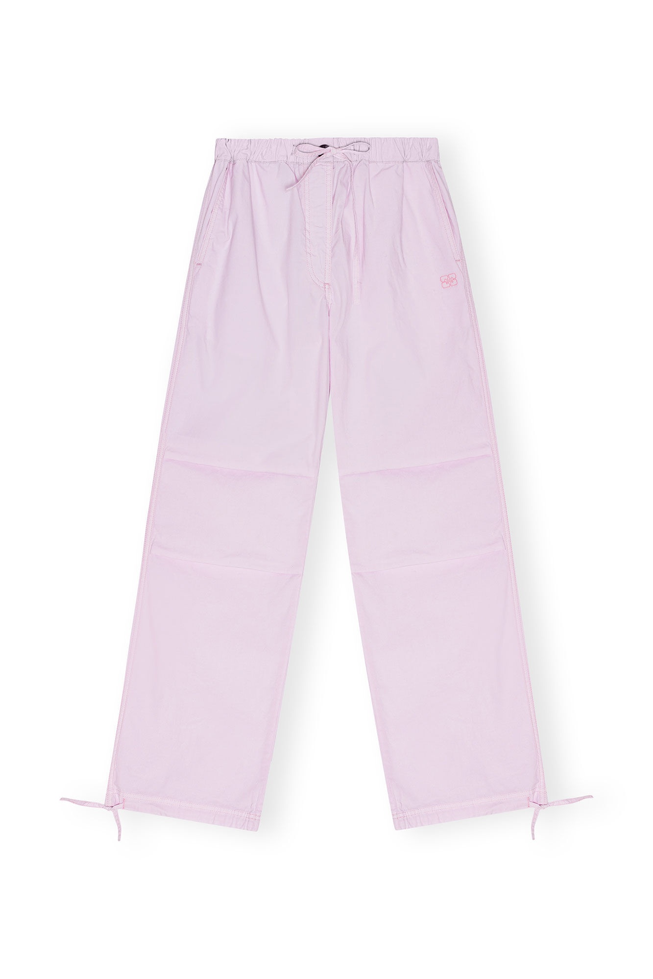 LIGHT LILAC WASHED COTTON CANVAS DRAW STRING TROUSERS - 1