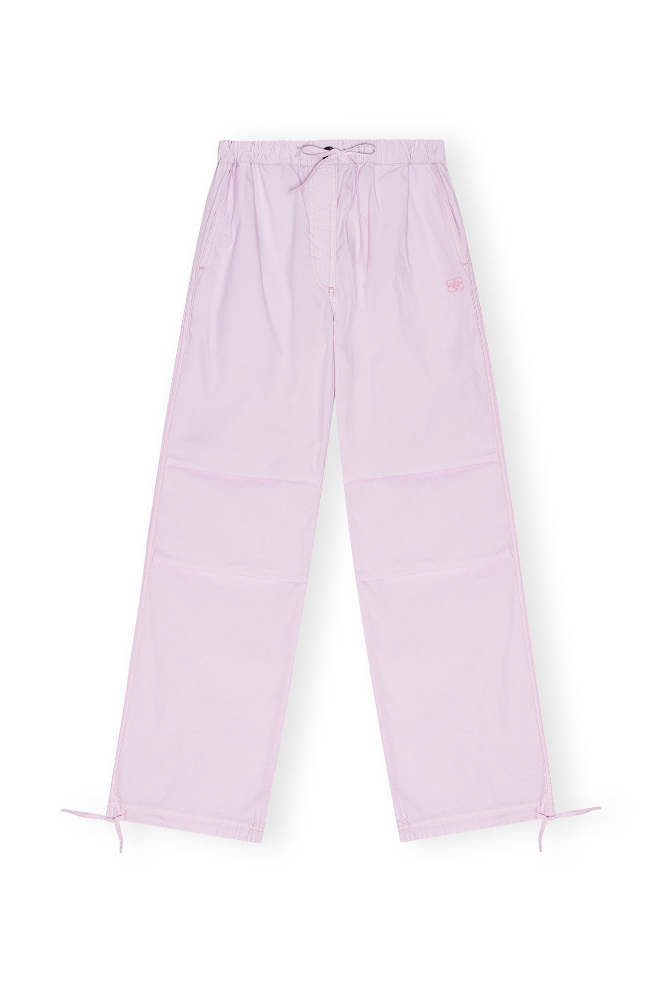 LIGHT LILAC WASHED COTTON CANVAS DRAW STRING TROUSERS - 5