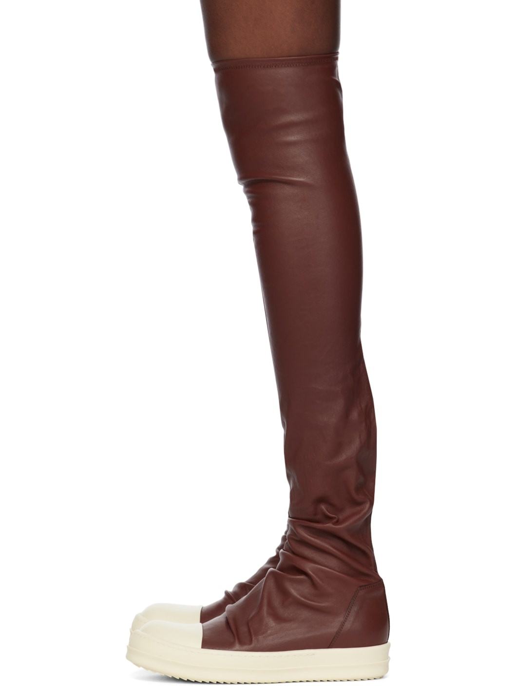 Burgundy Knee-High Stocking Boots - 3