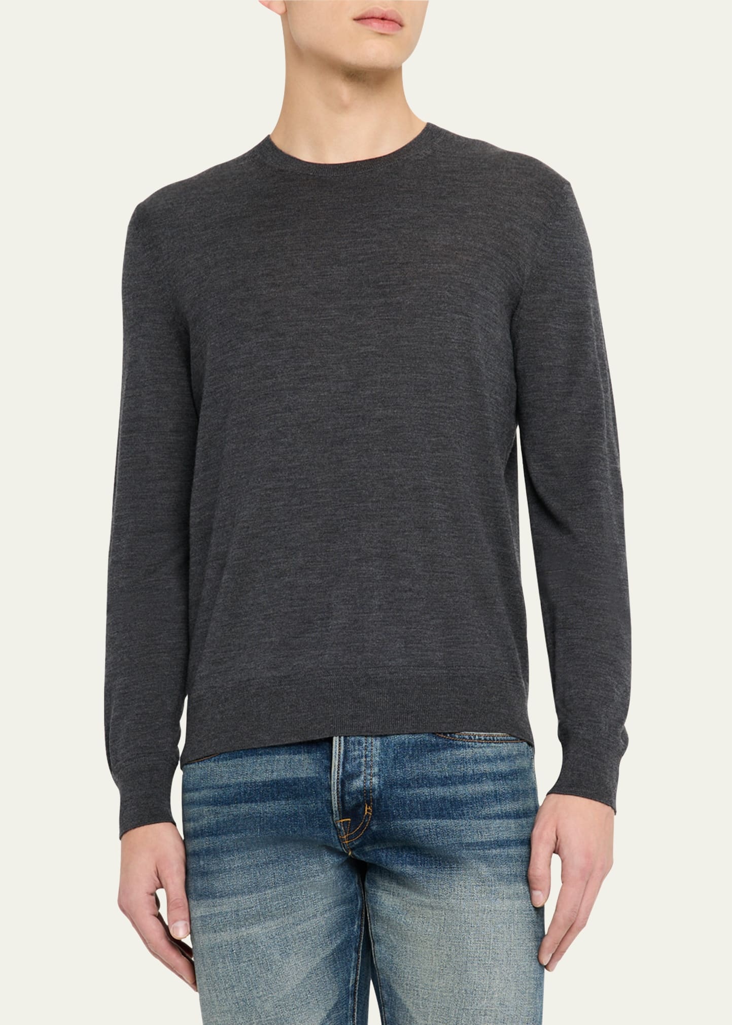 Men's Fine Gauge Wool Crewneck Sweater - 4