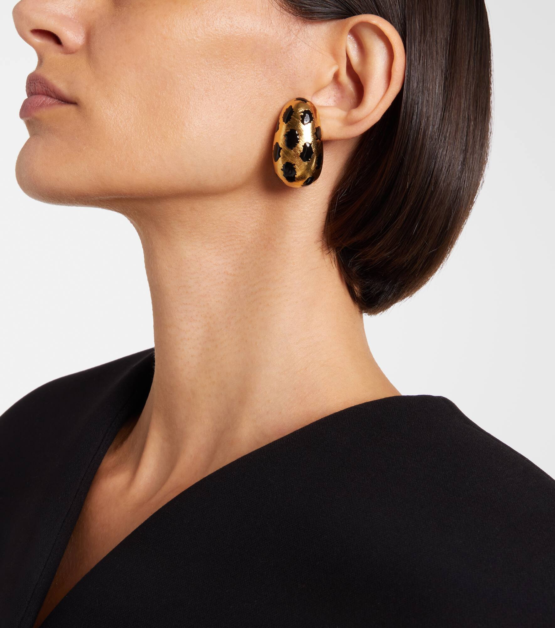 Curvo Large leopard-print earrings - 6