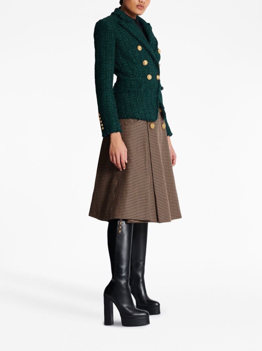 double-breasted tweed jacket - 3