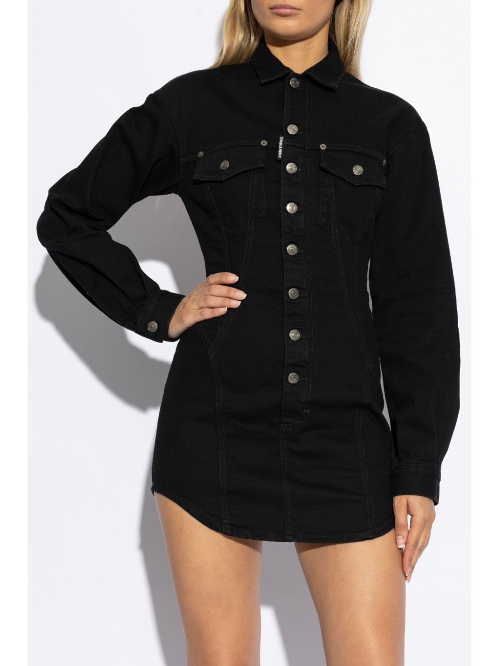 logo-patch shirt dress - 3