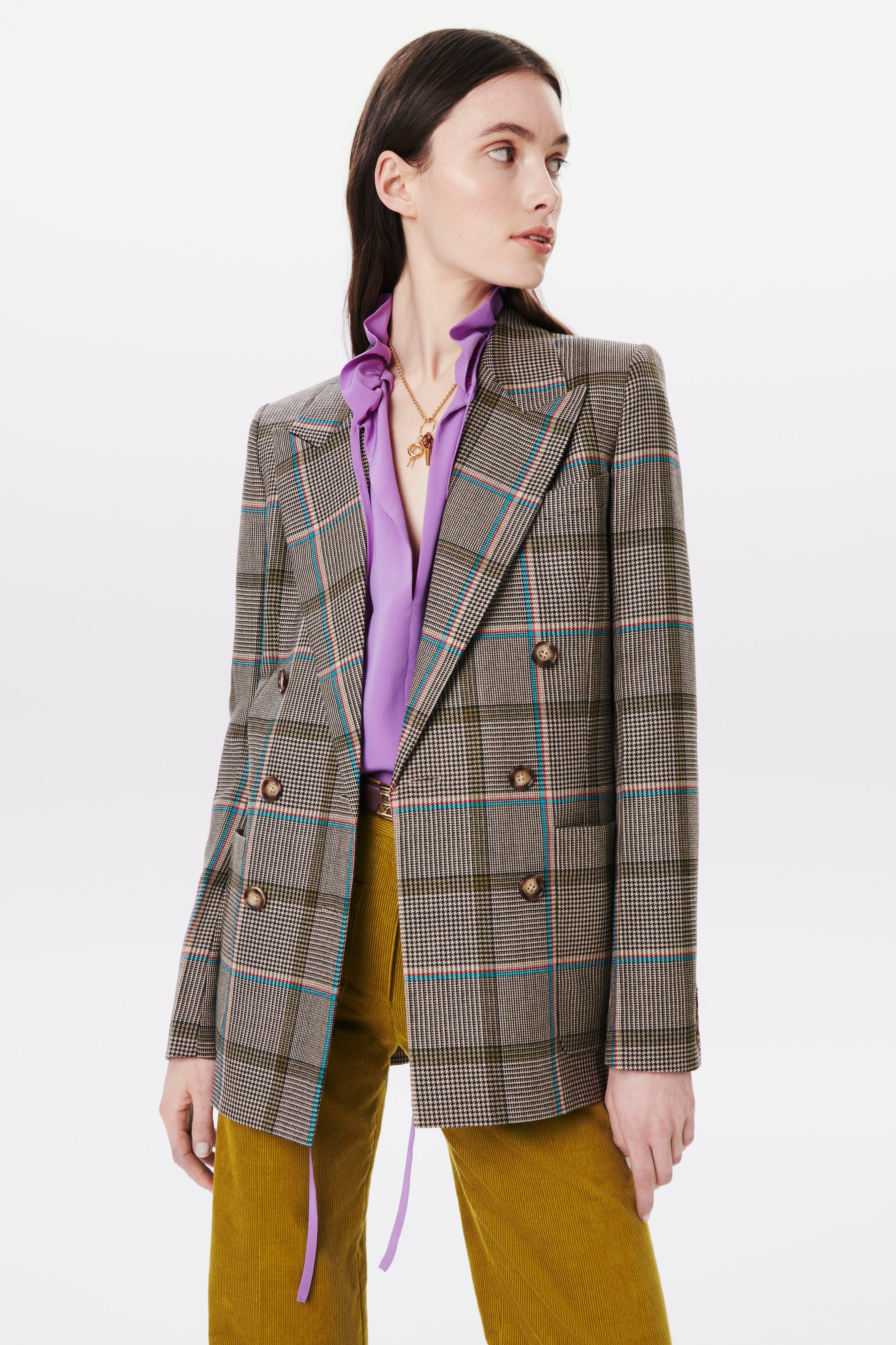 Tailored Double Breasted Jacket in Turquoise-Olive - 3